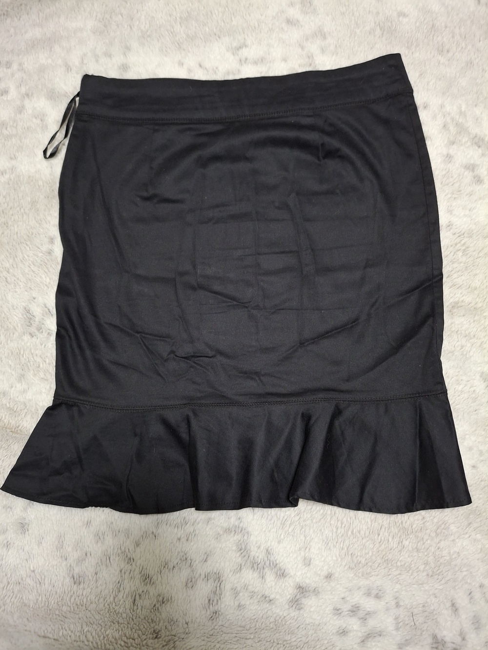 Romy Black Pencil Skirt with Ruffle Hem